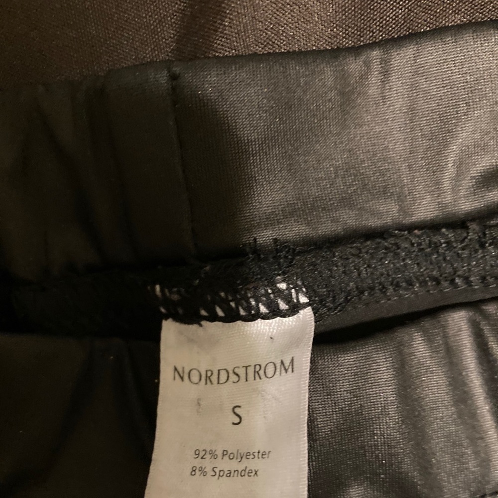 Black leather like stretch pants